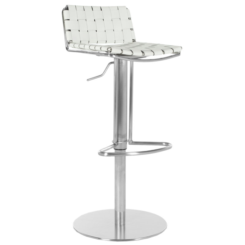 Barber Upholstered Adjustable Height Counter Stool, White