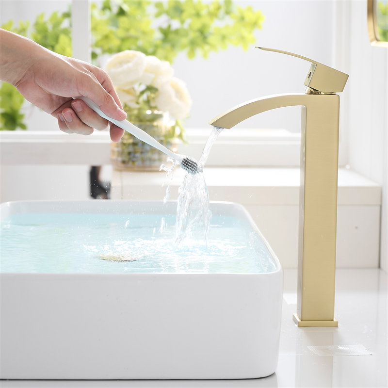 Robinet pour salle de bain à poignée simple, robinet pour salle de bain à poignée simple, Or brossé