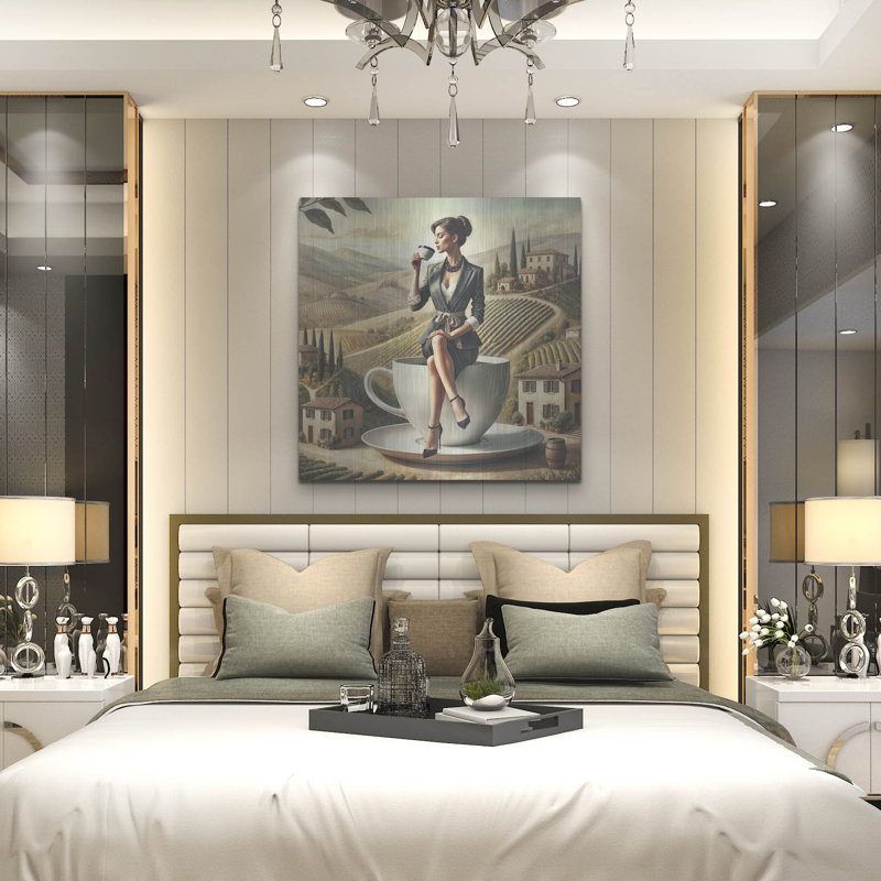 Art mural en métal Winston Porter «Double Espresso In Italy» par Rey Klimt, H 36 po x l 36 po