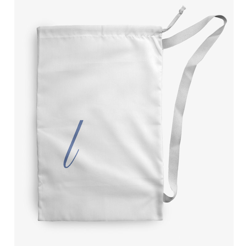 Fabric Laundry Bag with Handles, Medium (36" H x 28" W), White/Blue