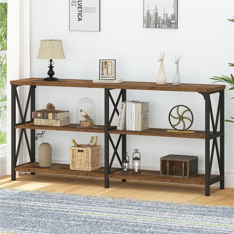 Console Chert, Brun, Noir, noir, noir, noir, H 29,72 po x l 55,12 po x P 13,39 po