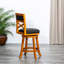 Tabouret de bar de 30 po avec finition naturelle et coussin de siège en tissu gris anthracite pour plus de confort-118039522-118039519