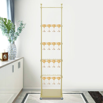 5-Tier Champagne Glass Rack With Wheels - Metal Wine Holder For Parties, Weddings & Home Use