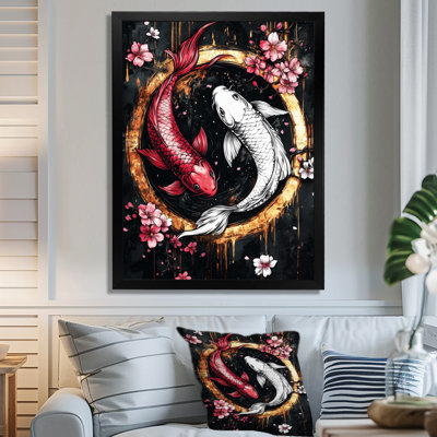 Art mural Sakura Yin et Yang Koi Pond IV - Kois Fish