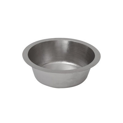 14" Round Hammered Copper Bar Sink in Nickel w/ 2" Drain Opening