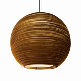 Scraplights Large Globe Recycled Cardboard Pendant Light - Sun