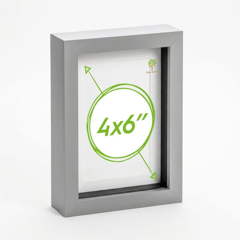 Shadow Box Picture Frame, 17.5cm H x 12.5cm W x 3.5cm D, Grey