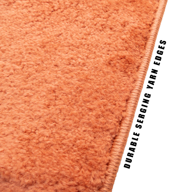 Tapis orange brûlé doux à taille moyenne et lavable à la machine, Tapis de couloir 2 pi 2 po x 15 pi