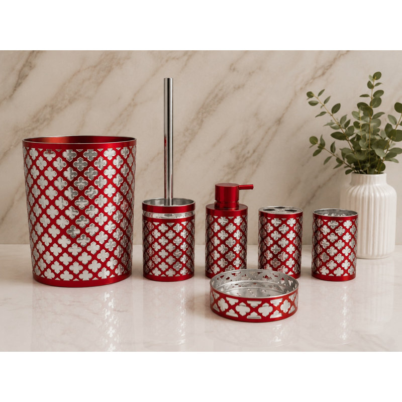 Vicini Bathroom Accessory Set, Red
