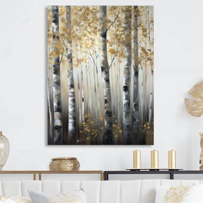 Birch Tree Forest Wonderland V - Art mural en métal