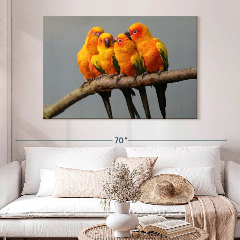Wild Sun Parakeets, 34" H x 51" W