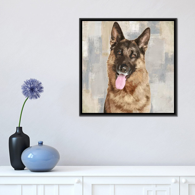 «German Shepherd», impression sur toile, H 37 po x l 37 po x P 1,5 po, Toile avec cadre noir, Pas de tapis