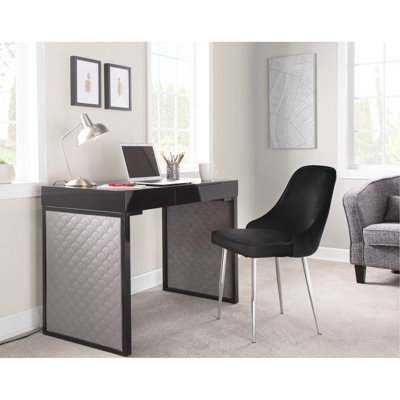 Bureau rembourré acier, bois et velours