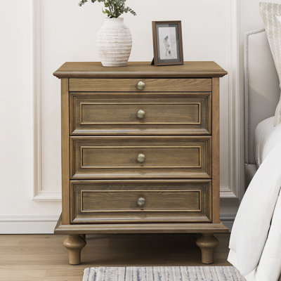 Table de chevet Farmhouse avec 4 tiroirs, table de bout en bois pour la chambre à coucher