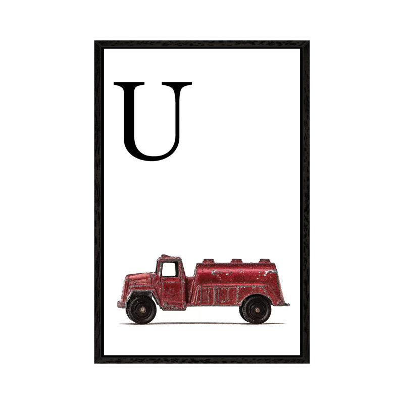 U Water Truck White Letter - Print on Canvas, 66.04 cm H x 45.72 cm W, Black Framed