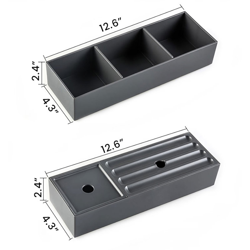 Boîte de rangement gris foncé pour la cuisine - 2, avec deux couvercles pratiques et deux cloisons de séparation pratiques