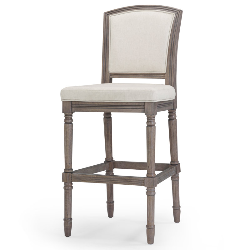Tabouret rembourré Cionna, Tabouret de bar (siège d'une hauteur de 31 po), Gris patiné