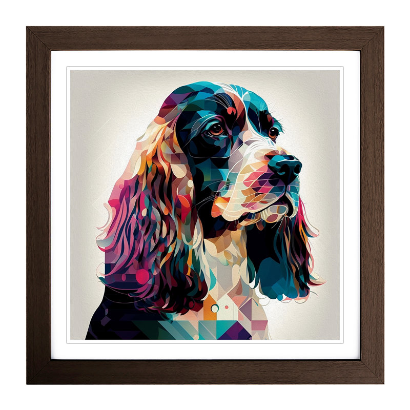 Cocker Spaniel Constructivism - Framed Print, Walnut
