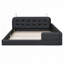 Lit plateforme tapissier en similicuir avec 2 lampes de lecture-881905782