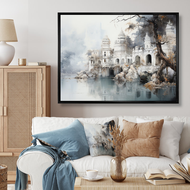 «Hinduism Ashrams Quiet Quartz Indian Expression», reproduction sur toile, Cadre flottant noir, H 12 po x l 20 po x P 1 po