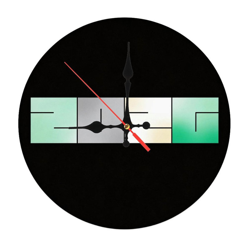 Horloge murale 10 po 2026 | Quartz silencieux, imprimé UV, à piles, Dégradé de vert
