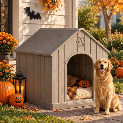 Niche pour chien en résine imperméable de 38,08 po pour petits et grands chiens d'extérieur et d'intérieur