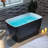 48'' Freestanding Air Soaking Acrylic Rectangular Black Bathtub with Integrated Seat,Non-Slip Design-88621944