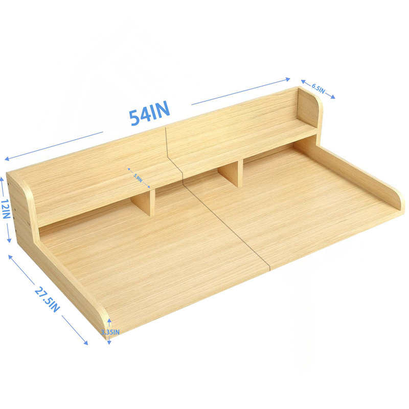 Washer Dryer Countertop With Non-Slip Pads, Laundry Wood Shelf Topper With Edge, 54" Width X 27.5" Depth Double Layer Organizer For Washer And Dryer Laundry Hamper Counter Storage Organization (OAK)