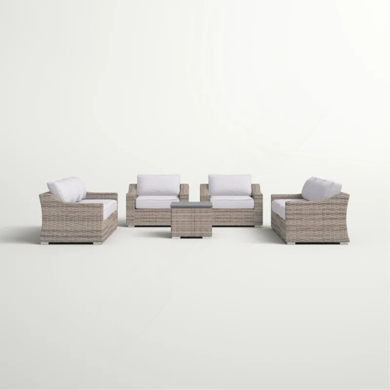Ensemble modulaire de patio en osier toutes saisons 8 pièces - pré-assemblé avec coussins