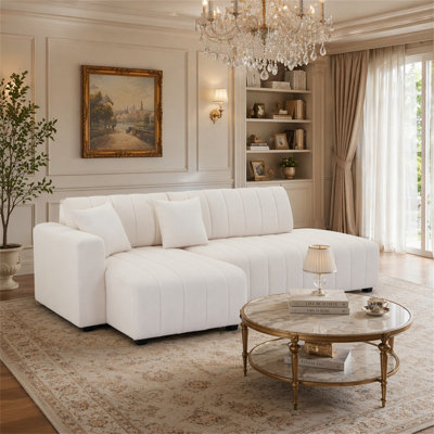Wool Left Facing Sectional Sofa With Chaise