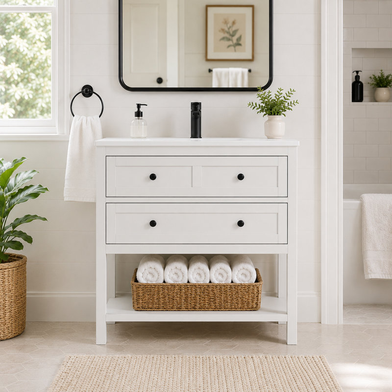 Meuble-lavabo simple Wilce Meltiva, 36", Blanc