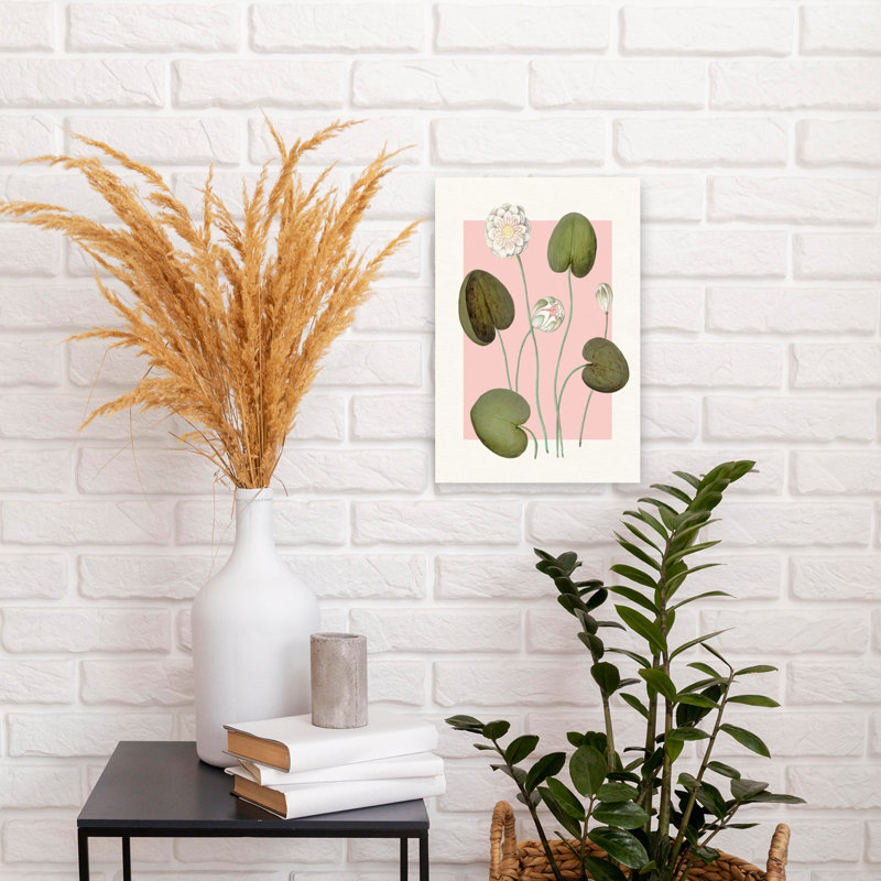 Nénuphar rose, délicat, rétro, lis naturel, art mural, H 18 po x l 12 po