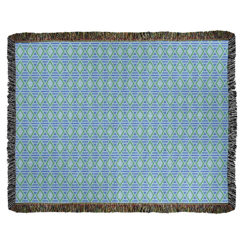 Couverture tissée Katelyn Elizabeth, L 37 po x L 52 po, Geometric Diamonds, Light Blue/Green