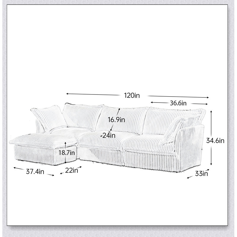 Canapé modulaire surdimensionné confortable avec repose-pieds convertible et coussins moelleux pour une détente et une polyvalence ultimes
