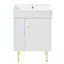 Meuble-lavabo blanc de 21,6 po, armoire combinée, meuble de rangement pour salle de bain, lavabo simple en céramique, rangement à gauche-739497513