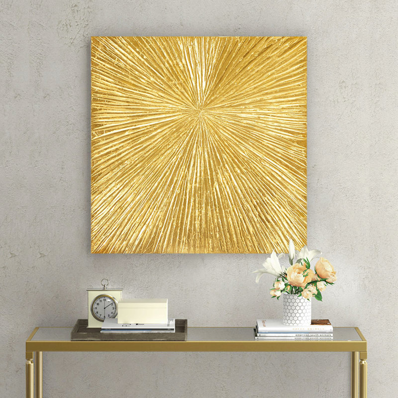 Hand Painted Dimensional Resin Wall Art, Gold