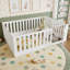 Lit double en bois massif Montessori avec clôture haute et porte d'accès, blanc, lit pour tout-petit-133872736-133872740