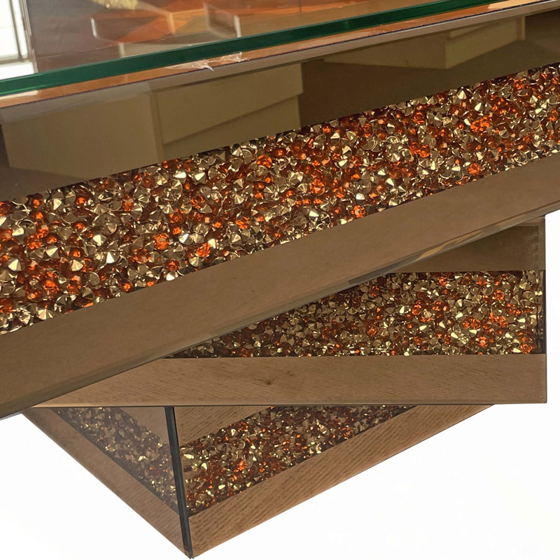 Table basse à motif de diamants broyés, Brown