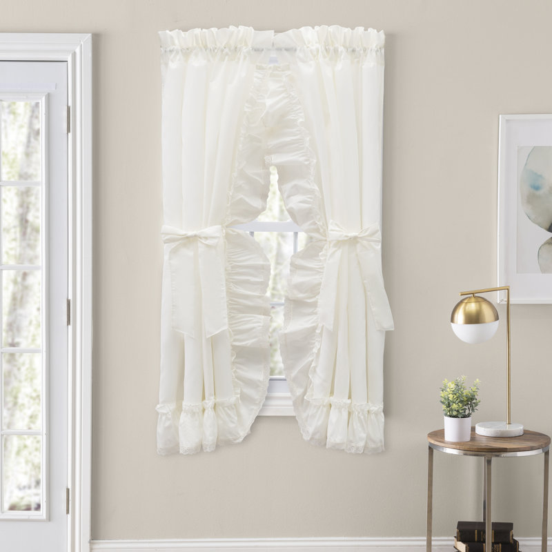 Bralynne Cotton Blend Semi-Sheer Curtain Pair, Natural, 50" W x 84" L