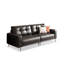 Causeuse-coussin modulable noire en cuir véritable