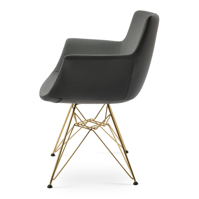 Fauteuil de salle à manger tour Bottega, Or, Gris