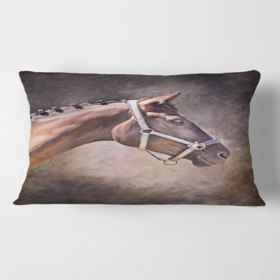 Portrait de cheval, housse de coussin rectangulaire et insert