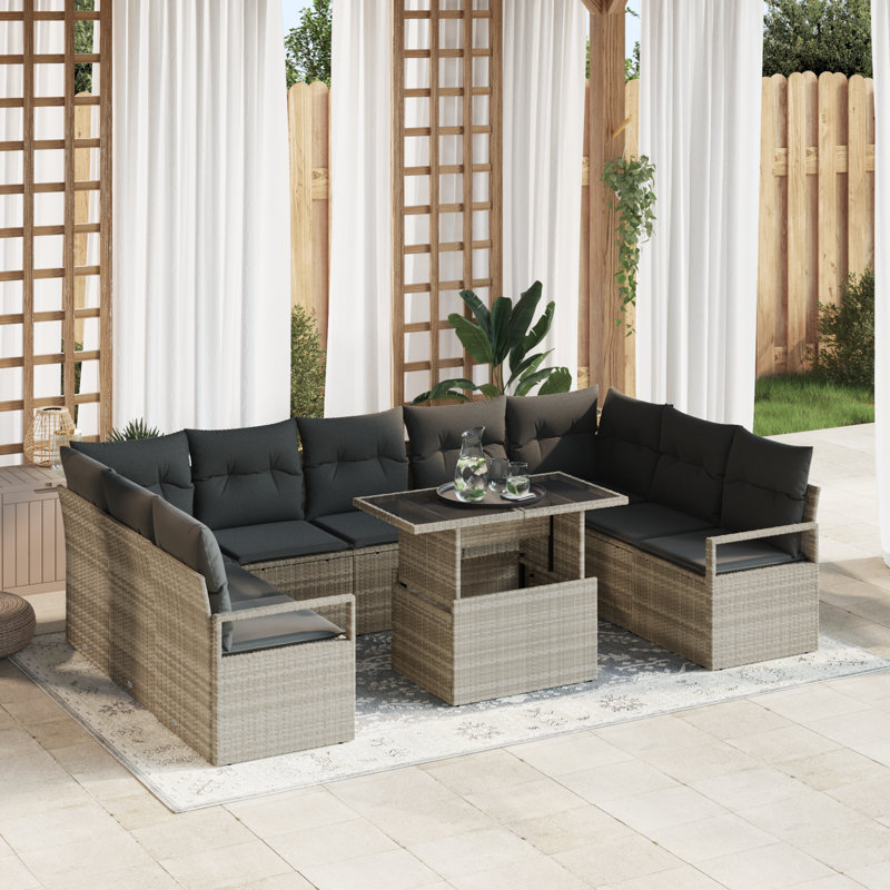 289cm Wide Patio Sofa with Cushions