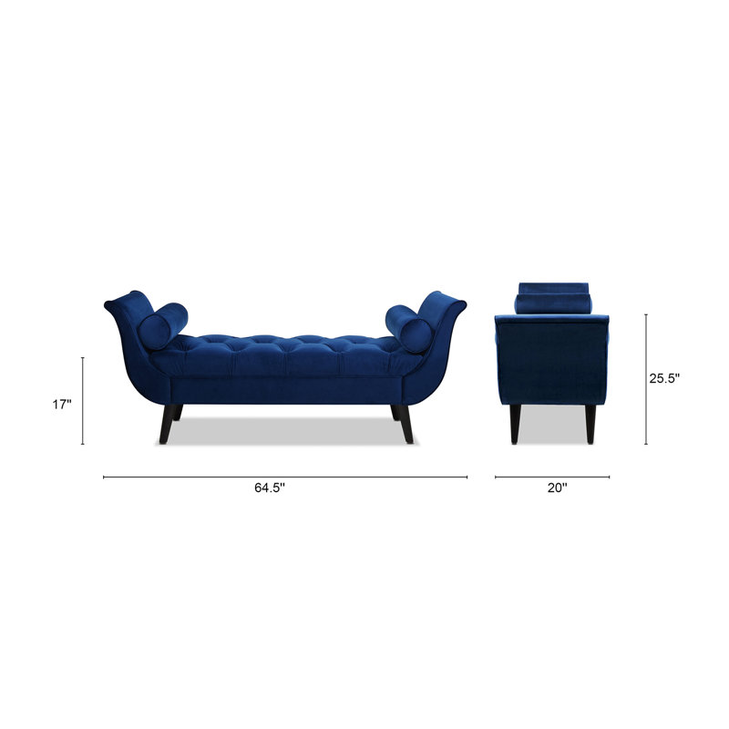 Lucien Upholstered Bench, Navy Blue, Black