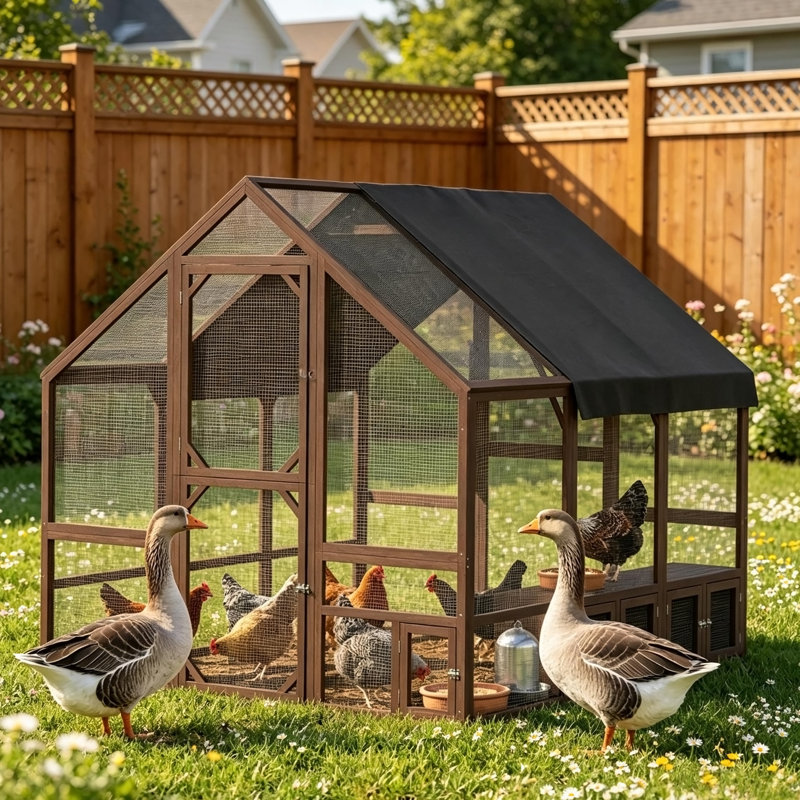 Cage à poules, poulailler en bois, poulailler et poulailler, Black/Brown