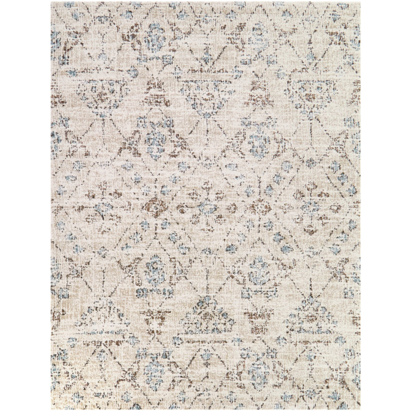 Alvi Cream Oriental Trellis Area Rug, Rectangle 5'3" x 7'