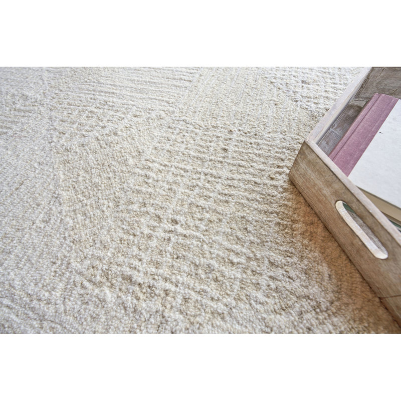 Caprice Geometric Handmade Tufted Area Rug, Beige/Ivory, Rectangle 8' x 10'
