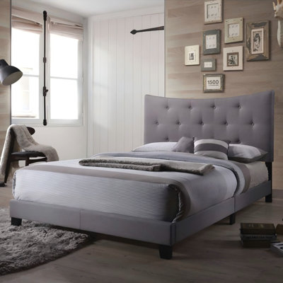 Grey solid wood Queen Bed