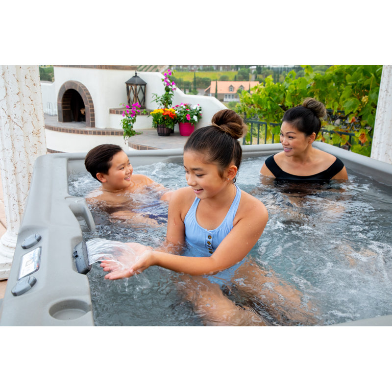 Lifesmart Spas LS350DX 110 Volt 5-Person 28-Jet Rectangle Plug and Play Hot Tub with Ozonator, Taupe