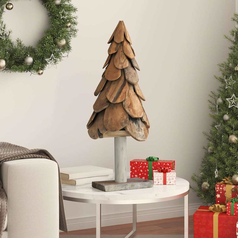 Christmas Tree with Stand Brown Solid teak wood, 2.95' H
